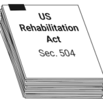 一堆论文，顶级标有“美国康复法案”，第504条。“